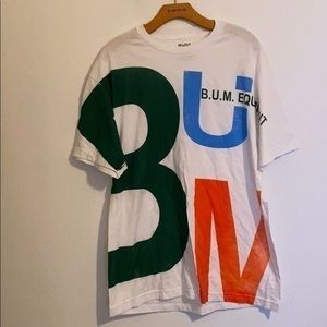 B.U.M. EQUIPMENT WHITE SHORT SLEEVE SHIRT LARGE